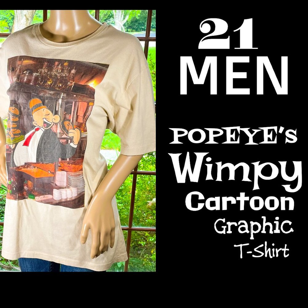 ⭐️HP⭐️21MEN▪️Retro Popeye Cartoon Wimpy Graphic T-Shirt
